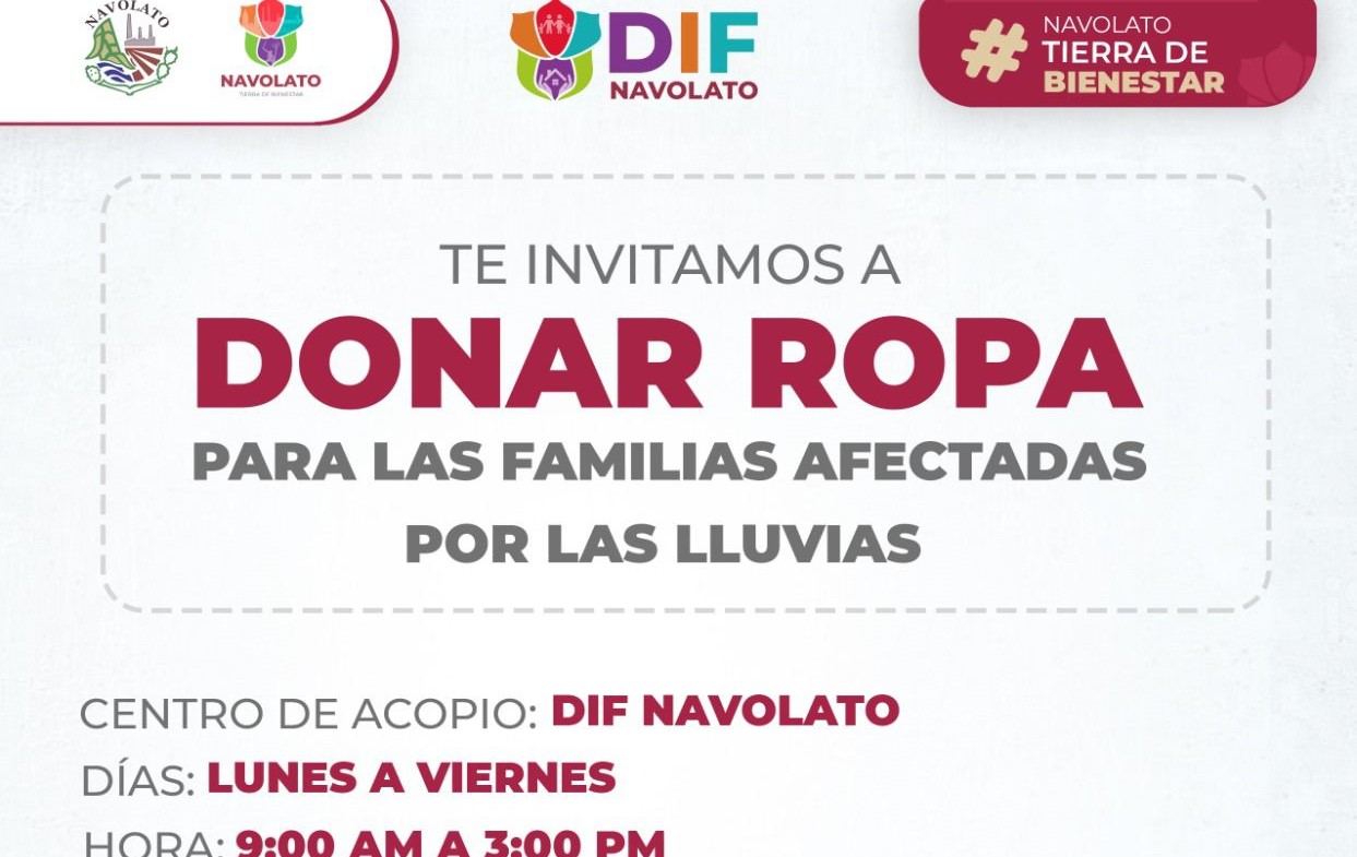 a través del Sistema DIF Municipal, llevará a cabo una colecta de ropa para apoyar a las familias afectadas