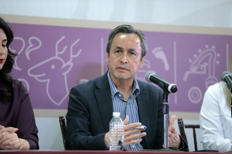 Subsecretario de Gobierno, Rodolfo Jiménez López, en el marco de la conferencia de la Vocería Estatal.